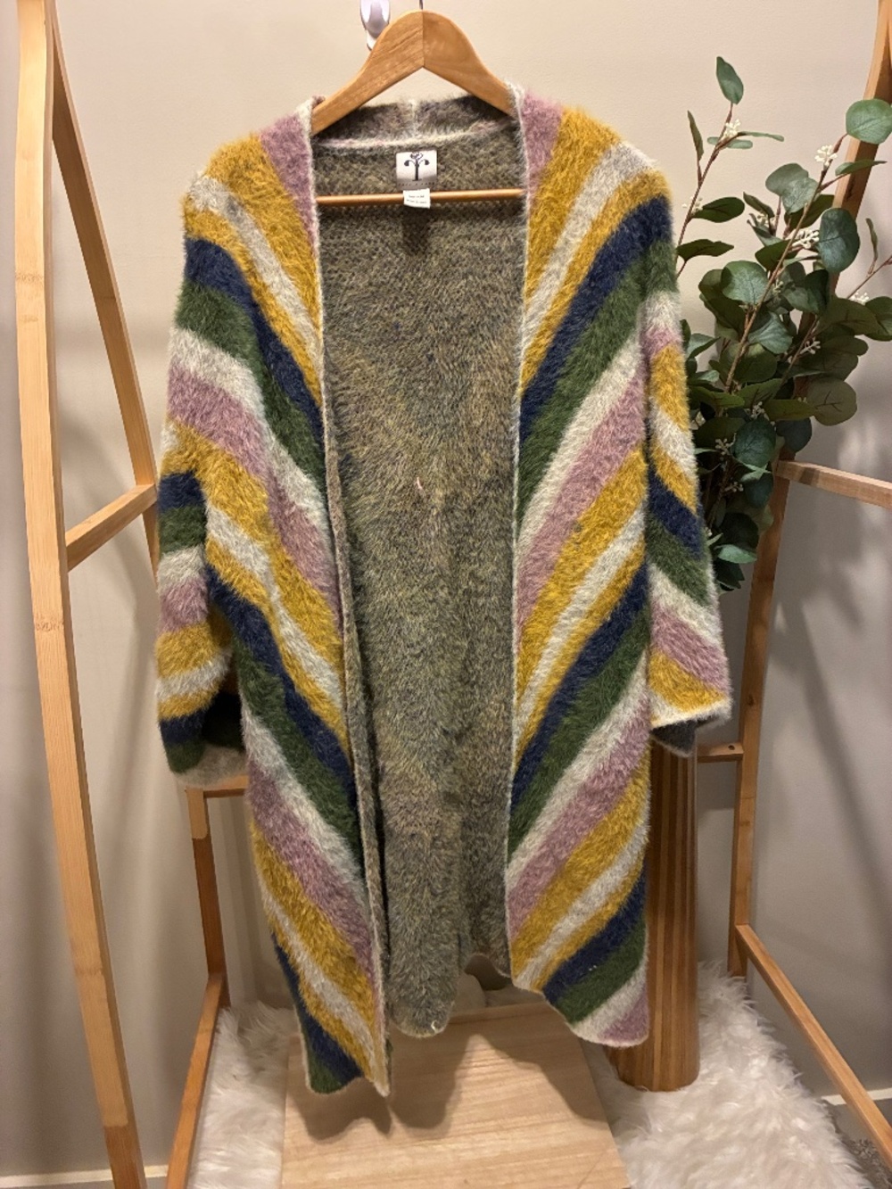Rain + Rose Multi Coloured Striped Cardigan